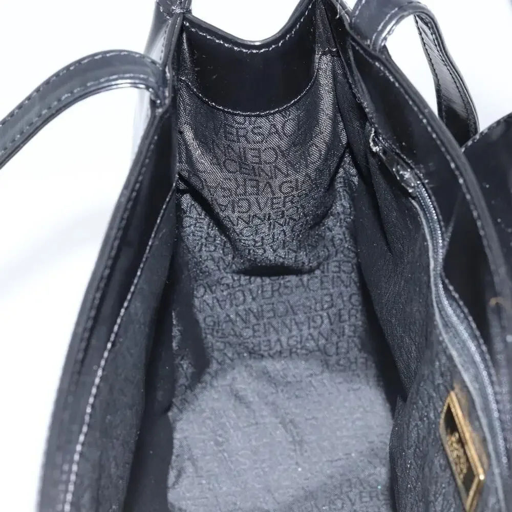 Gianni Versace Patent Leather Tote Bag Black